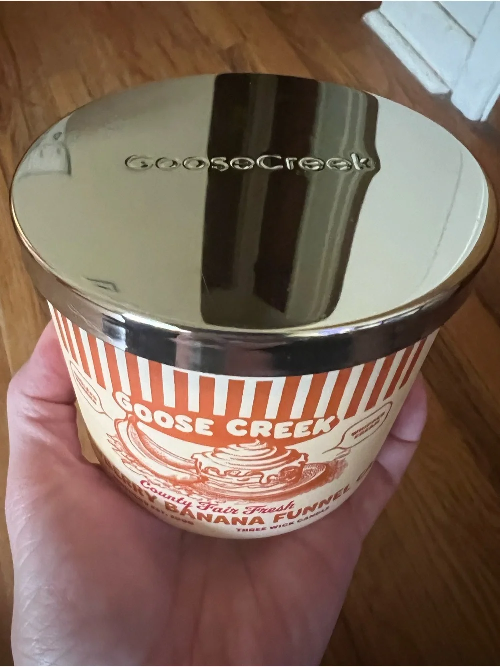 Goose Creek Strawberry Banana Funnel Cake 3 Wick Candle 14.5 Oz